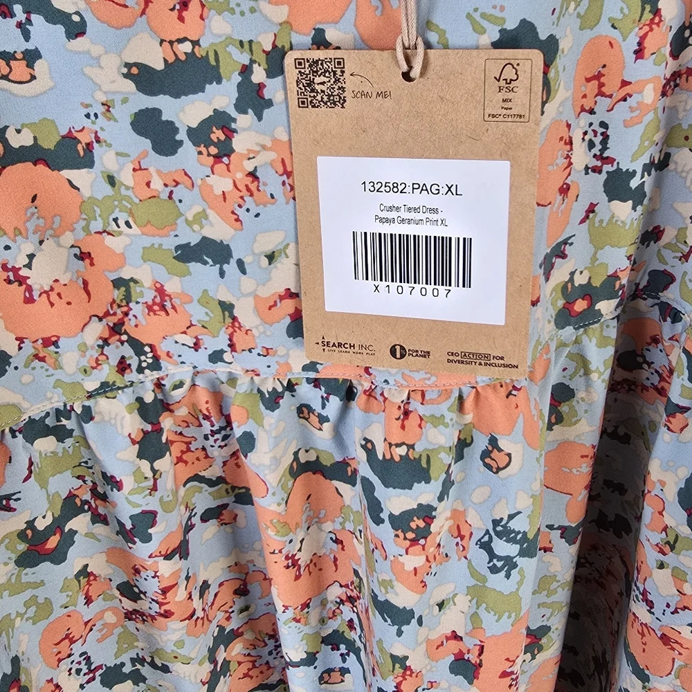 NWT Toad & Co Crusher Tiered Dress Papaya Geranium Print XL - Picture 3 of 10